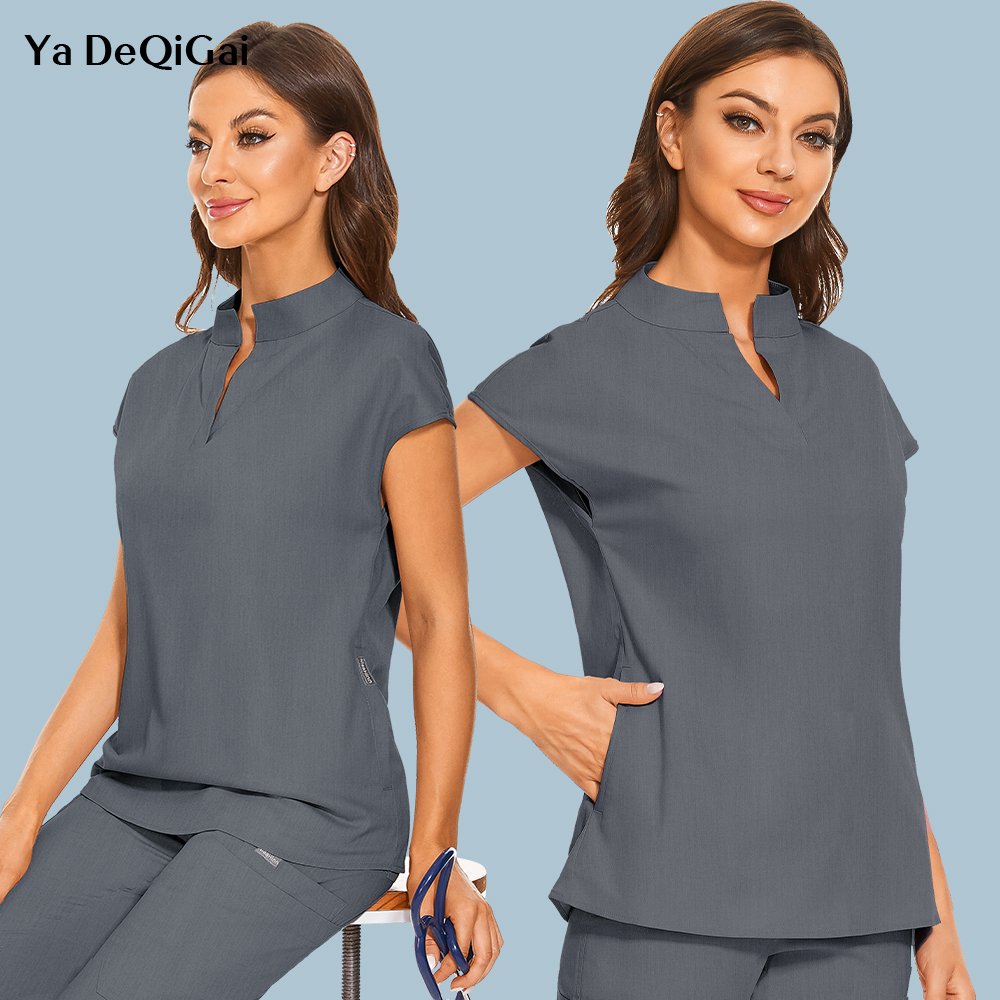 Medical Lab Equipment - Fashion Stand Collar Scrubs Tops For